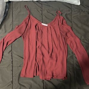 Maroon shoulder cut out top